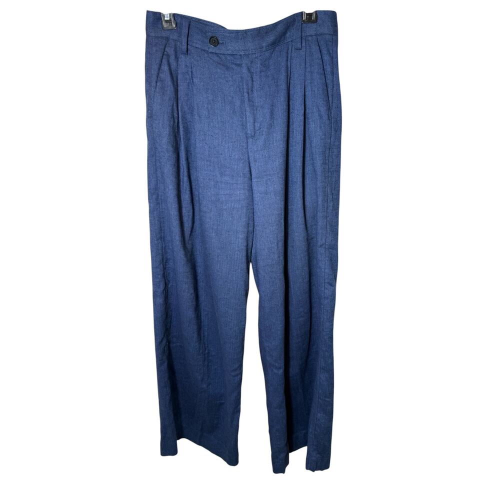 Banana Republic 6 Linen Blend High Rise Pleated Wide Leg Trouser Pants Old Money